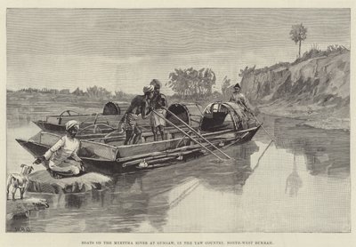 Boote auf dem Myettha-Fluss bei Gungaw, im Yaw-Land, Nordwest-Burma von William Heysham Overend