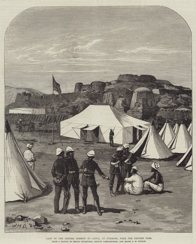 Lager der britischen Mission in Kabul, bei Jumrood, nahe dem Khyber-Pass von William Heysham Overend