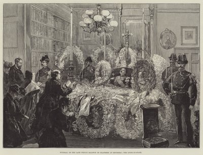 Beerdigung des verstorbenen Prinzen Baldwin von Flandern in Brüssel, der Aufbahrung von William Heysham Overend