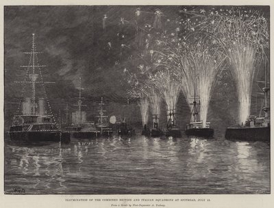 Beleuchtung der kombinierten britischen und italienischen Geschwader in Spithead, 12. Juli von William Heysham Overend