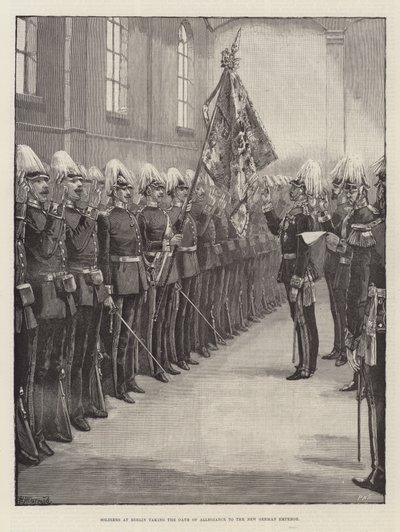 Soldaten in Berlin leisten den Treueeid auf den neuen deutschen Kaiser von William Heysham Overend