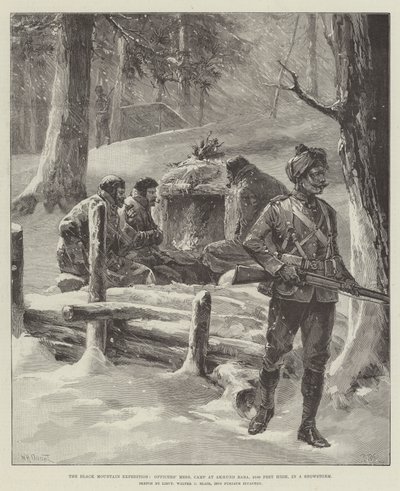 Die Schwarze Berg-Expedition, Offiziersmesse, Lager bei Akhund Baba, 9100 Fuß hoch, im Schneesturm von William Heysham Overend