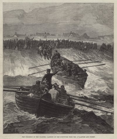 Die Kollision im Kanal, Landung der Überlebenden von der Avalanche und Forest von William Heysham Overend