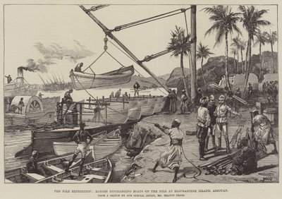 Die Nil-Expedition, Boote entladen Boote am Nil auf der Insel Elephantine, Assouan von William Heysham Overend