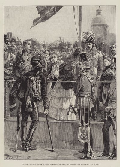 Die Königin verteilt Auszeichnungen an verwundete Offiziere und Soldaten aus der Krim, 21. Mai 1856 von William Heysham Overend