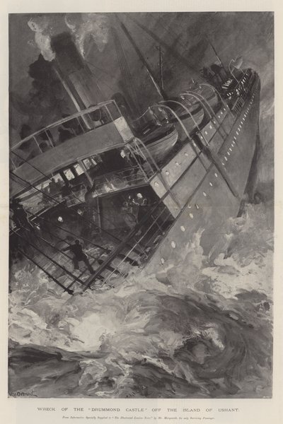Wrack der Drummond Castle vor der Insel Ushant von William Heysham Overend