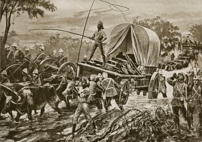 Zulu-Krieg: Die Etshowe-Entlastungstruppe überquert einen Bach, April 1879 von William Heysham Overend