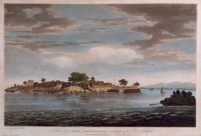 Ansicht der Festung Mongheer am Ufer des Flusses Ganges von William Hodges