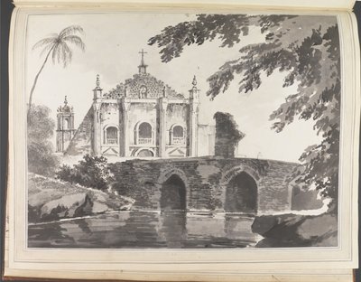 Ansicht einer Brücke und einer christlichen Kirche von William Hodges