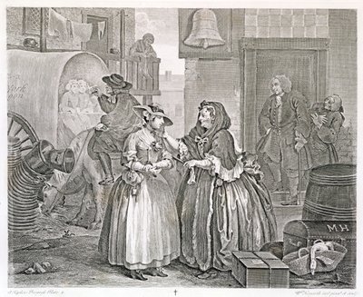 Der Lebensweg einer Dirne, Platte Eins: Von einer Kupplerin verführt, 1732 von William Hogarth