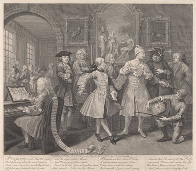 Der Lebenswandel eines Wüstlings, Platte 2: Sein Empfang von William Hogarth