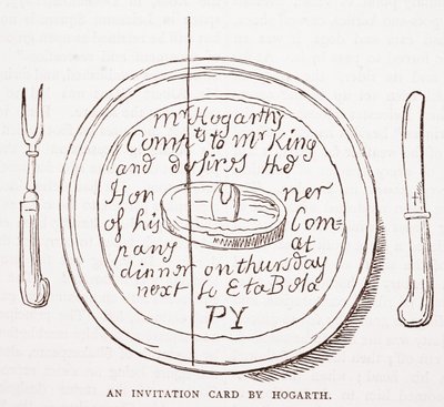 Eine Einladungskarte von Hogarth von William Hogarth