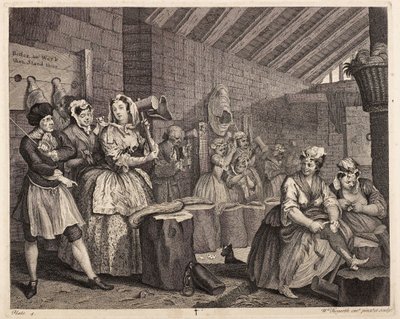 Hanf schlagen in Bridewell: Der Lebensweg einer Dirne, Platte 4 von William Hogarth