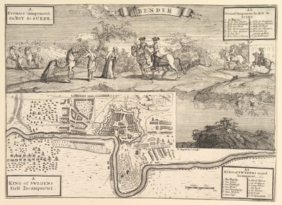 Karl XII. in Bender, Aubry de La Mottrayes Reisen durch Europa, Asien und nach..., 1723-24 von William Hogarth