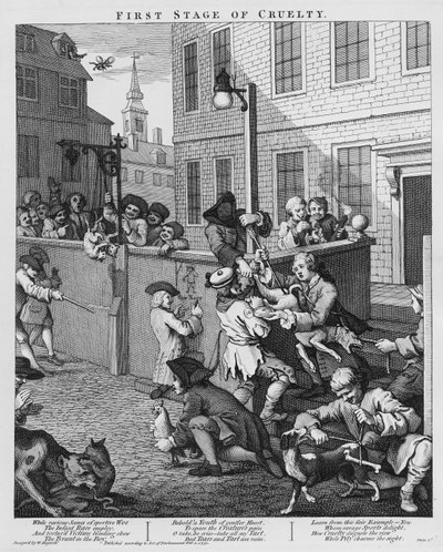Erste Stufe der Grausamkeit von William Hogarth