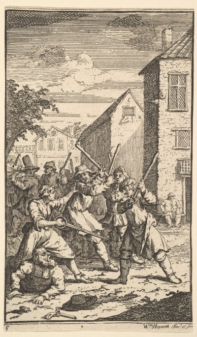 Hudibras von Trulla besiegt, siebzehn kleine Illustrationen für Samuel Butlers Hudibras, 1721-26 von William Hogarth