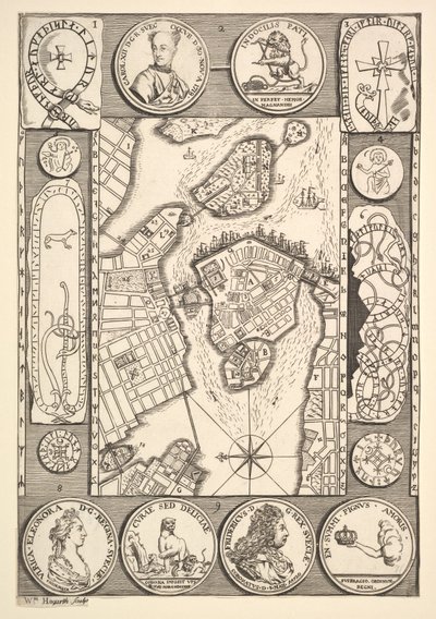 Karte von Stockholm aus Aubry de La Mottrayes Reisen durch Europa, Asien und in Teile... von William Hogarth