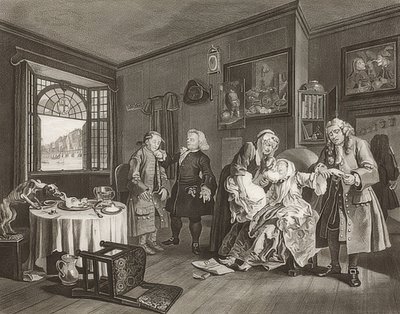 Heirat nach der Mode. Blatt 6: Der Selbstmord der Gräfin von William Hogarth