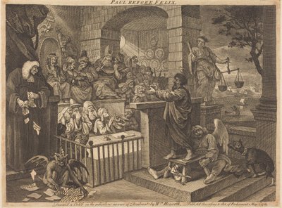 Paulus vor Felix als Burleske von William Hogarth