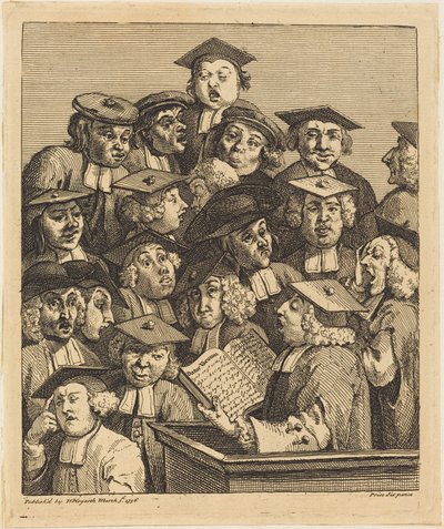 Gelehrte bei einer Vorlesung von William Hogarth