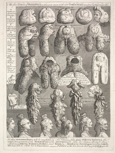 Die fünf Ordnungen der Perücken, 15. Oktober von William Hogarth