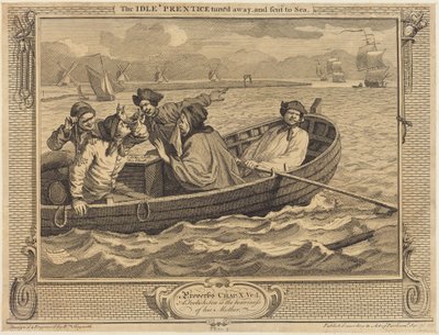 Der faule Lehrling wird weggeschickt und zur See geschickt von William Hogarth