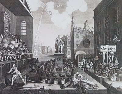 Zwei Kriminelle im Pranger oder in den Stocken in London von William Hogarth