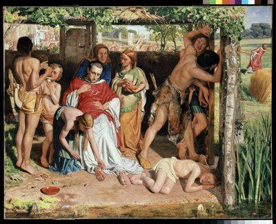 Eine bekehrte britische Familie schützt einen christlichen Missionar vor der Verfolgung durch die Druiden, 1850 von William Holman Hunt