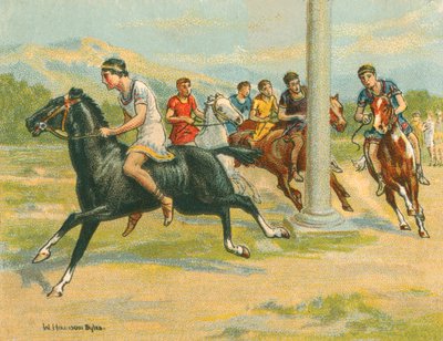 Historische und moderne Rennen, griechische Pferderennen (Chromolitho) von William Hounsom Byles