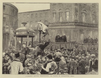Erzbischof Manning, der das Gelübde auf dem Clerkenwell Green abnimmt von William III Bromley