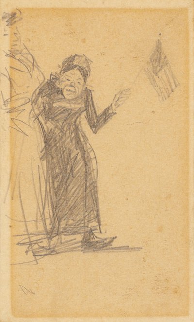 Frau mit Fahne winkend von William James Glackens