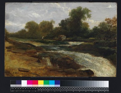 Flusslandschaft mit einem Angler, 1842 von William James Muller
