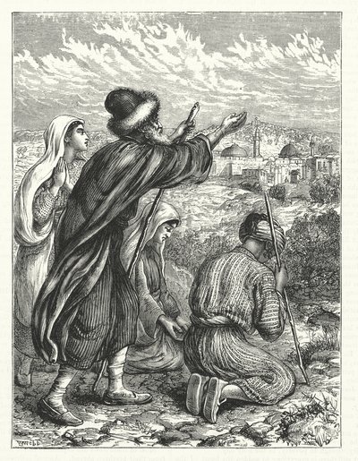 Jüdische Pilger in Sichtweite von Jerusalem (Gravur) von William James Webbe