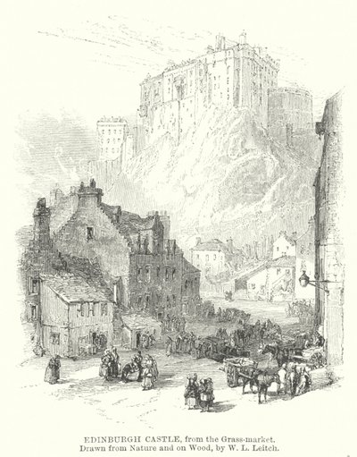 Edinburgh Castle, vom Grassmarket aus (Gravur) von William Leighton (after) Leitch