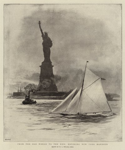 Vom Alten in die Neue Welt, Einfahrt in den Hafen von New York von William Lionel Wyllie