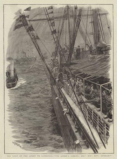 Der Besuch der Königin in Liverpool, Die Ankunft der Königin, Hip! Hip! Hurra! von William Lionel Wyllie