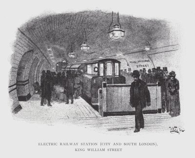 Elektrischer Bahnhof, City und South London, King William Street von William Luker