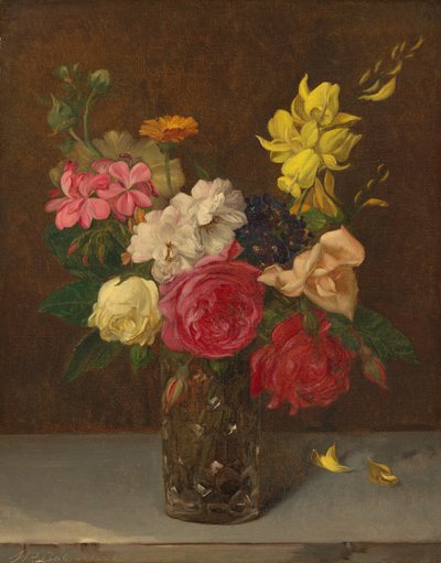 Blumen in einer geschliffenen Glasvase von William Perkins Babcock