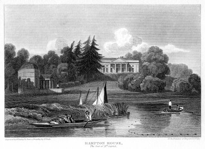 Hampton House, der Sitz von Mr. Garrick, Hampton, Richmond upon Thames, London, 1815 von William Radclyffe