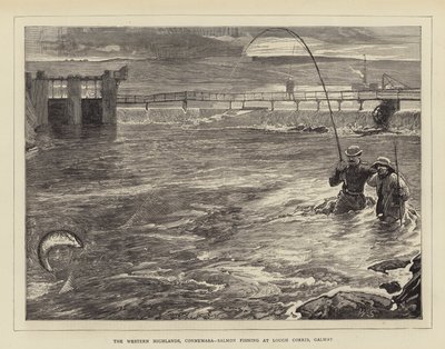 Die westlichen Highlands, Connemara, Lachsfischen am Lough Corrib, Galway von William Small