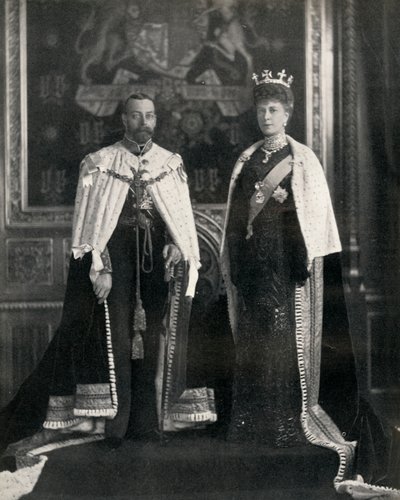 König Georg V. und Königin Mary bei ihrer ersten Parlamentseröffnung, 6. Februar 1911, 1951 von William and Daniel Downey