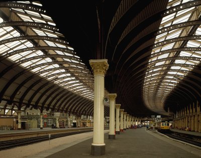 Ansicht des York Central Station, entworfen von den Architekten William Peachy und Thomas Prosser (19. Jahrhundert). 1870-1877 England von William and Prosser Thomas Peachy