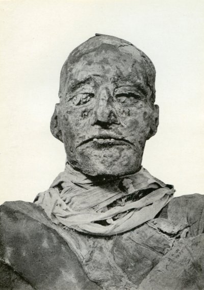 Kopf der Mumie von Ramses III., altägyptischer Pharao der 20. Dynastie, ca. 1156 v. Chr. 1926 von Winifred Mabel Brunton
