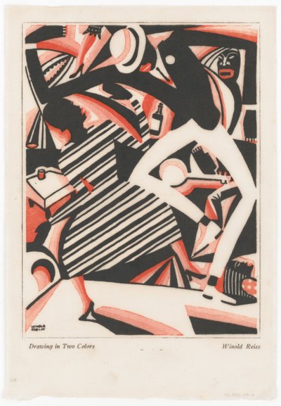 Zeichnung in zwei Farben, oder Interpretation von Harlem Jazz I von Winold Reiss