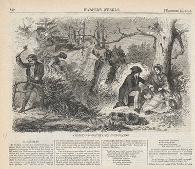 Weihnachtsgrün sammeln, aus Harper von Winslow Homer