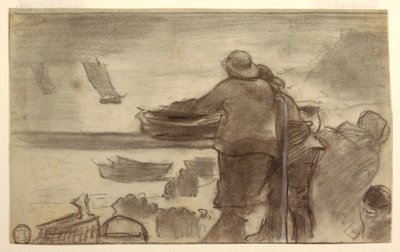 Strand mit Booten und Menschen, Cullercoats, England, 1881–82 von Winslow Homer