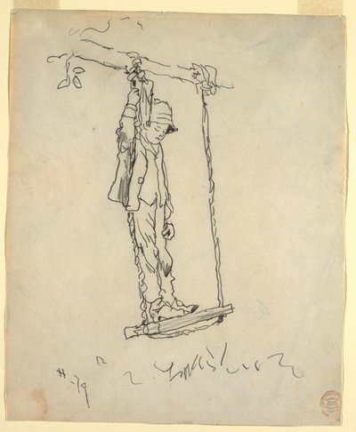 Zeichnung, Junge auf einer Schaukel, 1879 von Winslow Homer