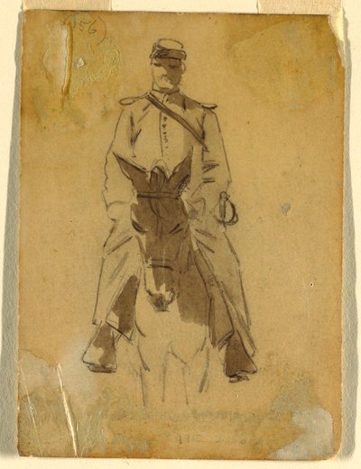 Kavallerieoffizier und der Kopf seines Pferdes von Winslow Homer