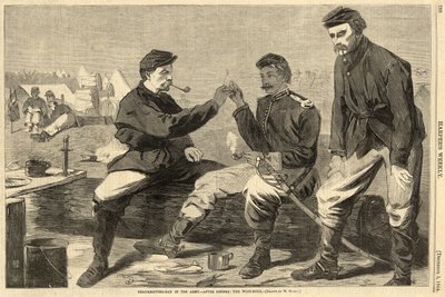 Thanksgiving-Day in der Armee - Nach dem Abendessen: Der Wunschknochen, aus Harpers Weekly, veröffentlicht 1864 von Winslow Homer