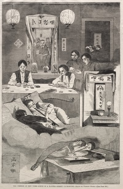 Die Chinesen in New York - Szene in einem Baxter Street Club-Haus von Winslow Homer